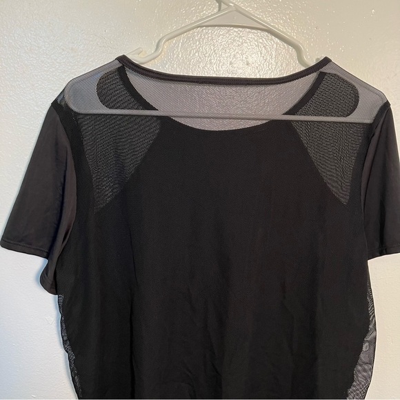 Short Sleeve Blouse Black Mesh Yoke Back - Picture 7 of 8